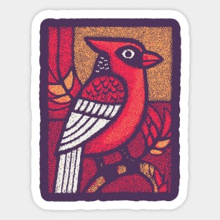 Folk Art Cardinal | Simple Woodland Bird Sticker